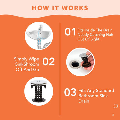 SinkShroom_Chrome_Edition_Revolutionary_Bathroom_Sink_Drain_Protector_Hair_Catcher,_Strainer,_Snare,_Black
