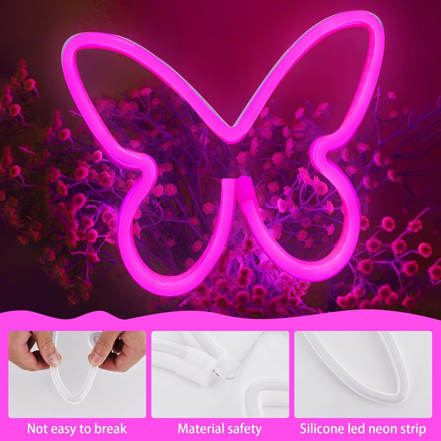 BRIGHTDECK_3_Pcs_Butterfly_Neon_Signs,_Neon_Light_for_Bedroom,_USB_or_3-AA_Battery_Powered_LED_Wall_Decor_for_Valentines_Day_Birthday_Gift,_Wedding,_Party,_Home_Decor_(Pink,_Purple,_Warm_white)