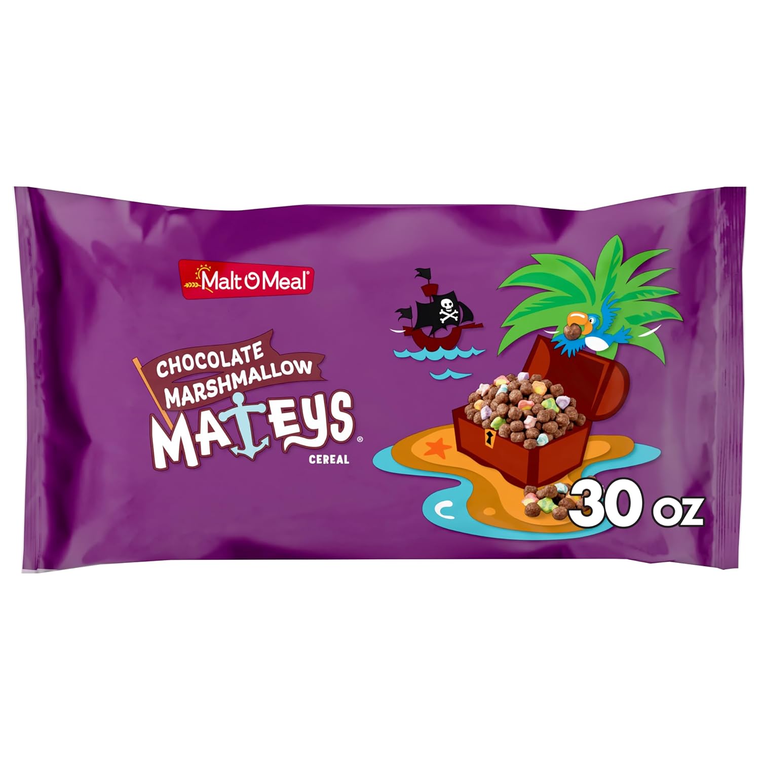 Malt-O-Meal_Chocolate_Marshmallow_Mateys_Breakfast_Cereal,_Crunchy_Chocolate_Cereal_with_Marshmallows,_Large_Cereal_for_Family,_30_OZ_Resealable_Cereal_Bag