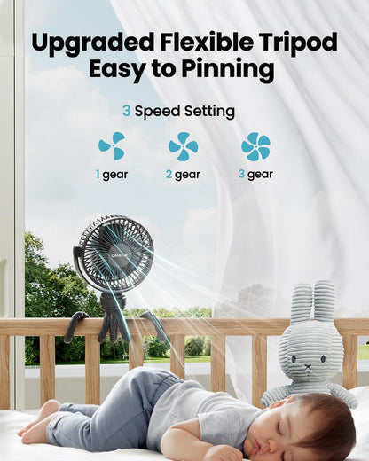 Gaiatop_Mini_Portable_Stroller_Fan,_Battery_Operated_Small_Clip_on,_Detachable_3_Speed_Rechargeable,_360°_Rotate_Flexible_Tripod_Better_Cooling_for_Car_Seat_Crib_Treadmill_Travel_Black