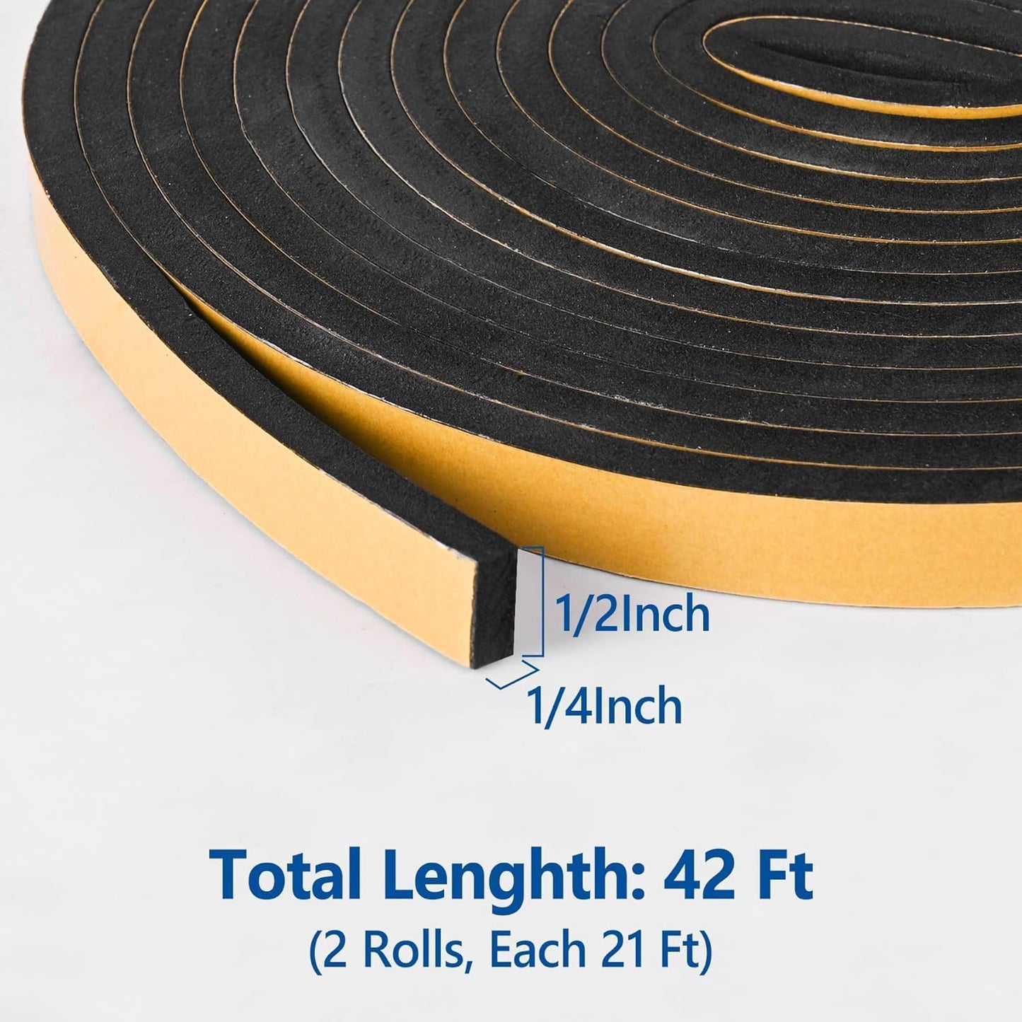 Kikerike_Self_Adhesive_Foam_Tape_Weatherstrip_1/2In_x_1/4In_x_42Ft_High_Density_Foam_Insulation_Strips_Seal_Weather_Stripping_with_Strong_Adhesive_for_Door_and_Window_Sound_Isolation_Soundproofing