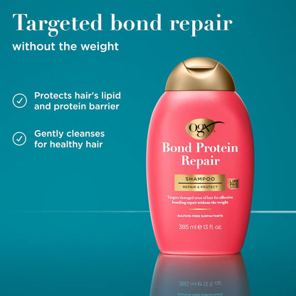OGX_Repair_&_Protect_Bond_Protein_Repair_Shampoo,_Lightweight_Hair_Wash_Cleanses_&_Targets_Damaged_Hair_for_Effective_Bond_Repair,_Formulated_without_Parabens,_13_fl._oz