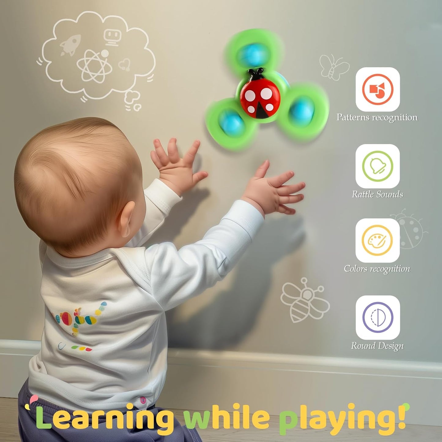 ALASOU_3PCS_Suction_Cup_Spinner_Toys_for_1_2_Year_Old_Boy_Girl_Birthday_Gift|Spinning_Top_Baby_Bath_Toy_for_Kids_Ages_1-3|Sensory_Airplane_Travel_Toy_Easter_Basket_Stuffers_for_Toddlers_Infant
