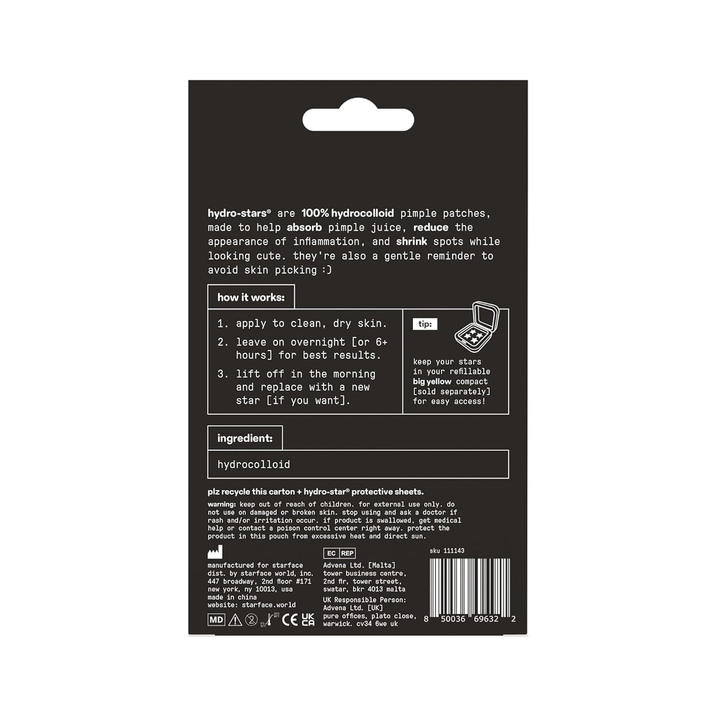 Starface_Hydro-Star_Black_Pimple_Patches_BIG_PACK,_Hydrocolloid,_Clinically_Proven_Spot_Shrinking_in_6_Hours,_Absorb_Fluid,_Reduce_Redness,_Vegan,_Cruelty-Free_Skincare_(96_Count)