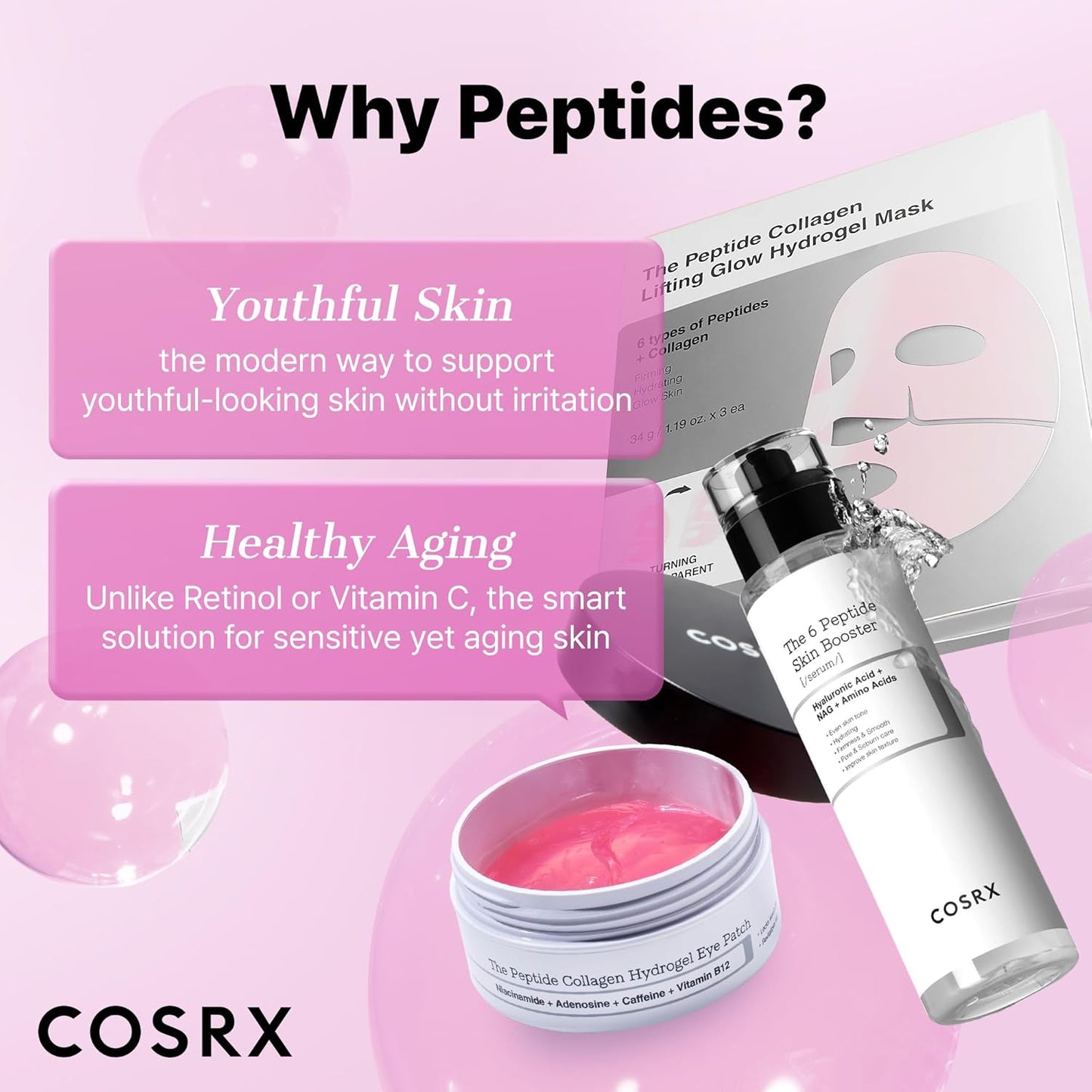 COSRX_Pink_Peptides_Collagen_Lifting_Glow_Hydrogel_Face_Masks_Skincare_3_EA,_Collagen_Face_Mask,_Travel_Essentials,_Overnight_Face_Mask,_Korean_SkinCare