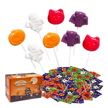 Halloween Lollipop Suckers Candy 32 Pack/42 Pack, Spooky Candy Lollipops, Pumpkin, Bat and Cat Candies Sucker Lollipops Individually Wrapped for Halloween Goody Bag Fillers - Trick or Treat