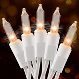 Christmas Lights Clear White 50 Count, 13ft Incandescent Mini Lights String Plug in Warm White with White Wire for Mantle Christmas Tree Indoor Outdoor Xmas, Wedding Party Decorations