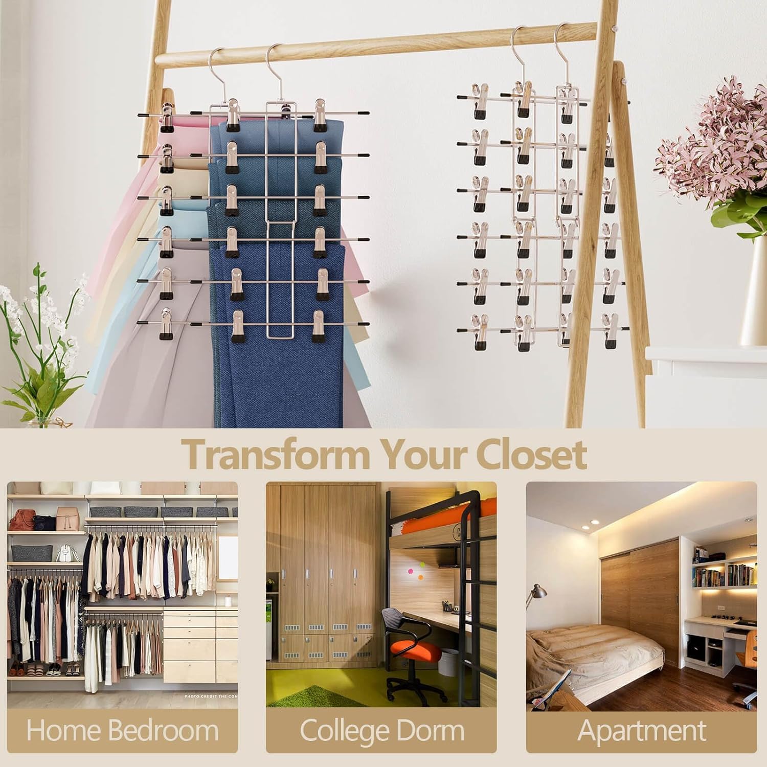 Pants_Hangers_with_Clips,Space_Saving_Hanging_Closet_Organizer-6_Tiers_Skirt_Hangers_with_360°_Swivel_Hook,Closet_Organizer-Clothes_Hangers-_College_Dorm_Essentials_Apartment_Essentials-2_Pack