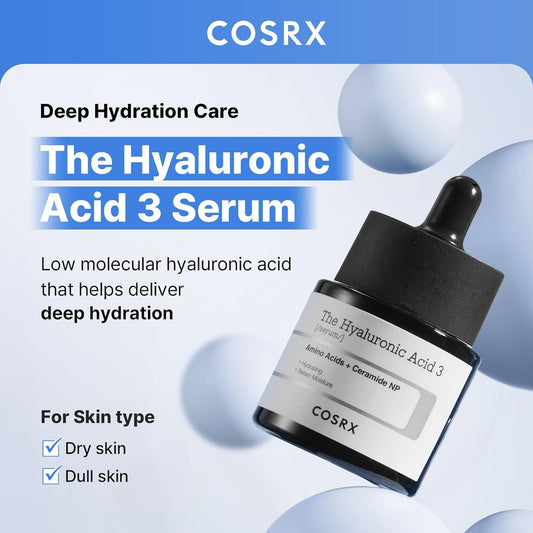COSRX_Pure_Sodium_Hyaluronic_Acid_3%_Serum,_Hydratying_&_Moisture_Boosting_for_Fine_Lines_&_Wrinkles,_Repair_Dry_Skin,_0.67fl.oz/20ml,_No_Artificial_Fragrance,_Korean_Skin_Care