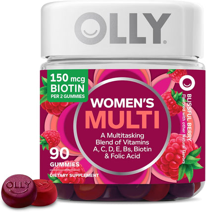 OLLY_Women's_Multivitamin_Gummy,_Vitamins_A,_D,_C,_E,_Biotin,_Folic_Acid,_Adult_Chewable_Vitamin,_Berry_Flavor,_45_Day_Supply_-_90_Count