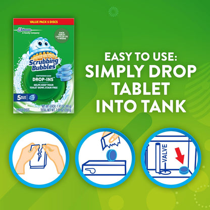 Scrubbing_Bubbles_Continuous_Clean_Toilet_Drop-Ins,_Automatic_Blue_Toilet_Bowl_Cleaner,_Septic-Safe_Tank_Tablets_Remove_Hard_Water_Minerals_&_Limescale,_Stain_&_Smell_Protection,_5_Count_(Pack_of_1)