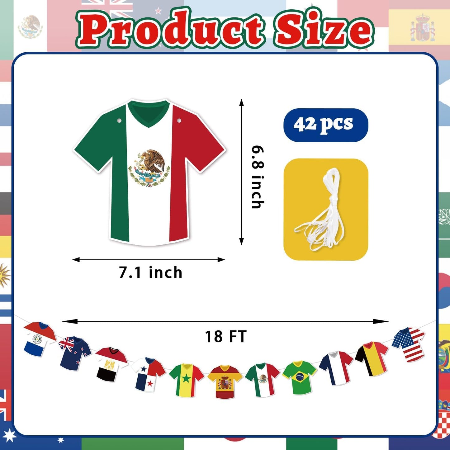 World_Cup_Soccer_Jersey_Bunting_42_Jersey-Shaped_Pennant_Banner,_Game_Day_Decorations,_Soccer_Fan_Garland_for_World_Cup_Party,_Soccer_Birthday,_Tailgate,_BBQ,_Man_Cave,_Outdoor_Sports_Events