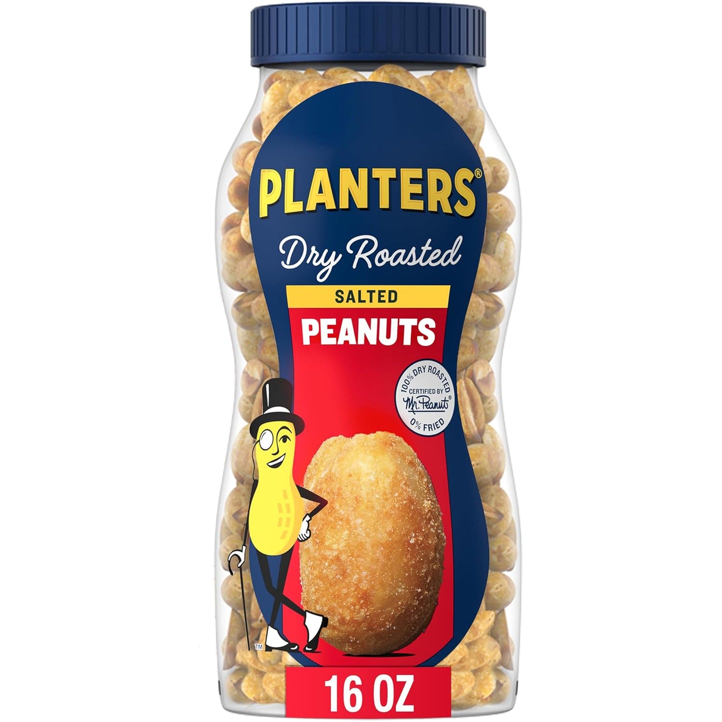 PLANTERS_Salted_Peanuts,_Dry_Roasted_Peanuts,_Party_Snacks,_Plant_Based_Protein,_Snacks_For_Adults,_16oz_(1_Jar)