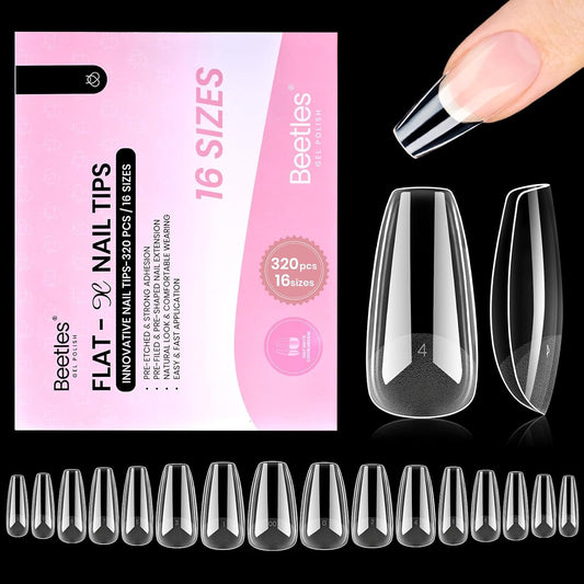 Beetles_Gel_Nail_Tips_Flat-X_-_Coffin_Medium,_320pcs_16_Sizes,_Pre-Etched_Half_Matte_Full_Cover_Soft_Acrylic_Press_on_False_Nail_Extension_Tips_Easy_DIY_Salon_Art_for_Flat_&_Natural_Nail_Beds