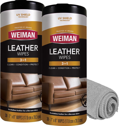 Weiman_Leather_Cleaner_&_Conditioner_-_Cleans,_Restores_&_Protects_Leather,_UV_Protection_Prevent_Cracking_&_Fading,_For_Car_Seats,_Sofas,_Shoes,_Bags_&_All_Finished_Leather_Surfaces,_2_Pack,_60_Wipes