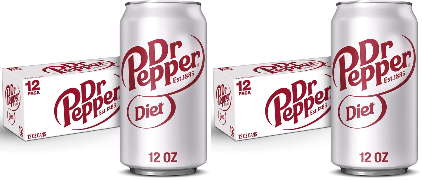 Diet Dr Pepper Soda, 12 fl. oz. Cans, 12 Pack (Pack of 2)