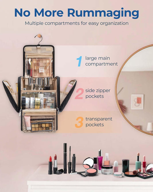BAGSMART_Makeup_Bag_for_Women_with_Hanging_Hook_-_Portable_Cosmetic_Case,_Large_Capacity_Door_Room_Essentials_Travel_Organizer_for_Full_Sized_Cosmetics_and_Toiletries,_Black