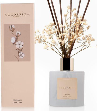 Reed_Diffuser_Set,_Clean_Linen_6.7_fl_oz_Scented_Diffuser_with_Sticks_Home_Fragrance_Reed_Diffuser_for_Bathroom_Shelf_Decor