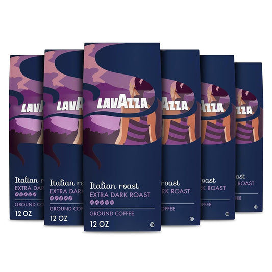 Lavazza_Italian_Roast_Ground_Coffee_6_Bags_of_12oz,_Dark_Roast,_Strong_and_Bold_Taste,_Intensity_5/5,_100%_Arabica,_Ideal_for_Drip_Brewers,_(Pack_of_6)_-_Package_May_Vary