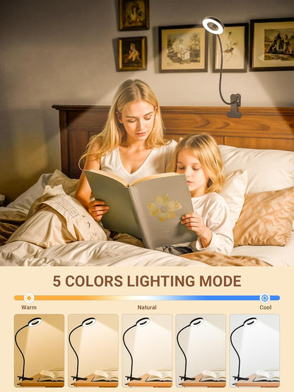 Clip_on_Lamp,5_Colors+10_Brightness_LED_Desk_Lamp_with_Clamp,550lm_Bright_Clip_on_Light_for_Bed_Headboard/Bedside_Table,360°Adjustable_Reading_Light_for_Bed,Desk_Lights_for_Home_Office_Study_[Adapter]