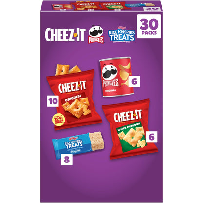 Kellogg&amp;#39;s Cheez-It, Pringles &amp;amp; Rice Krispies Treats Snacks Mega Variety Pack, 30.1oz Box (30 Count)
