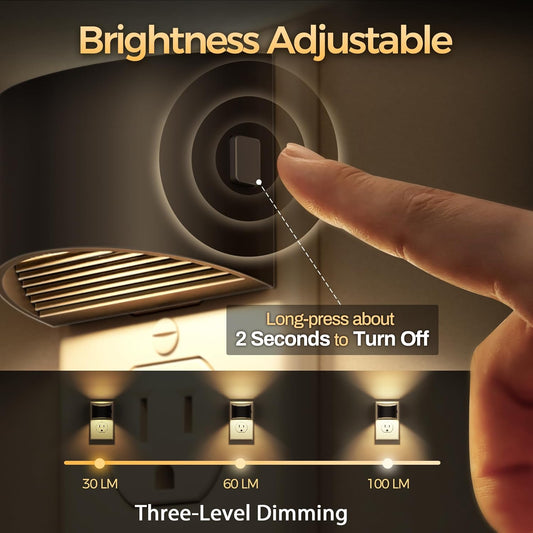 DORESshop_LED_Night_Light[2_Pack],_Night_Lights_Plug_into_Wall,_3_Level_Brightness_Adjustable_Plug_in_Night_Light,_Dusk_to_Dawn_Sensor,_Nightlights_for_Adults,_Bedroom,_Bathroom,_Hallway