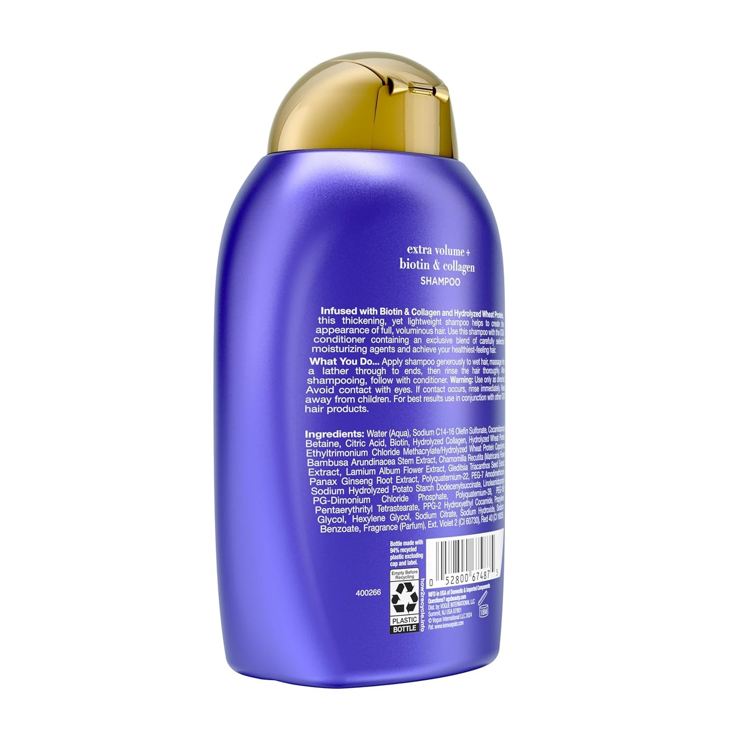 OGX_Thick_&_Full_+_Biotin_Collagen_Extra_Strength_Volumizing_Shampoo_with_Vitamin_B7_Hydrolyzed_Wheat_Protein_for_Fine_Hair._Sulfate-Free_Surfactants_Thicker,_Fuller_Hair,_13_Fl_Oz