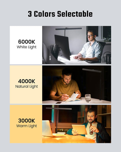 SUPERDANNY_LED_Desk_Lamp_for_Office_Home,_Eye-Caring_Desk_Light_with_Adjustable_Gooseneck,_12W_Touch_Control_Dimmable_Brightness,_Architect_Clamp_Lamp_with_USB_Adapter_for_Reading_Study_Workbench