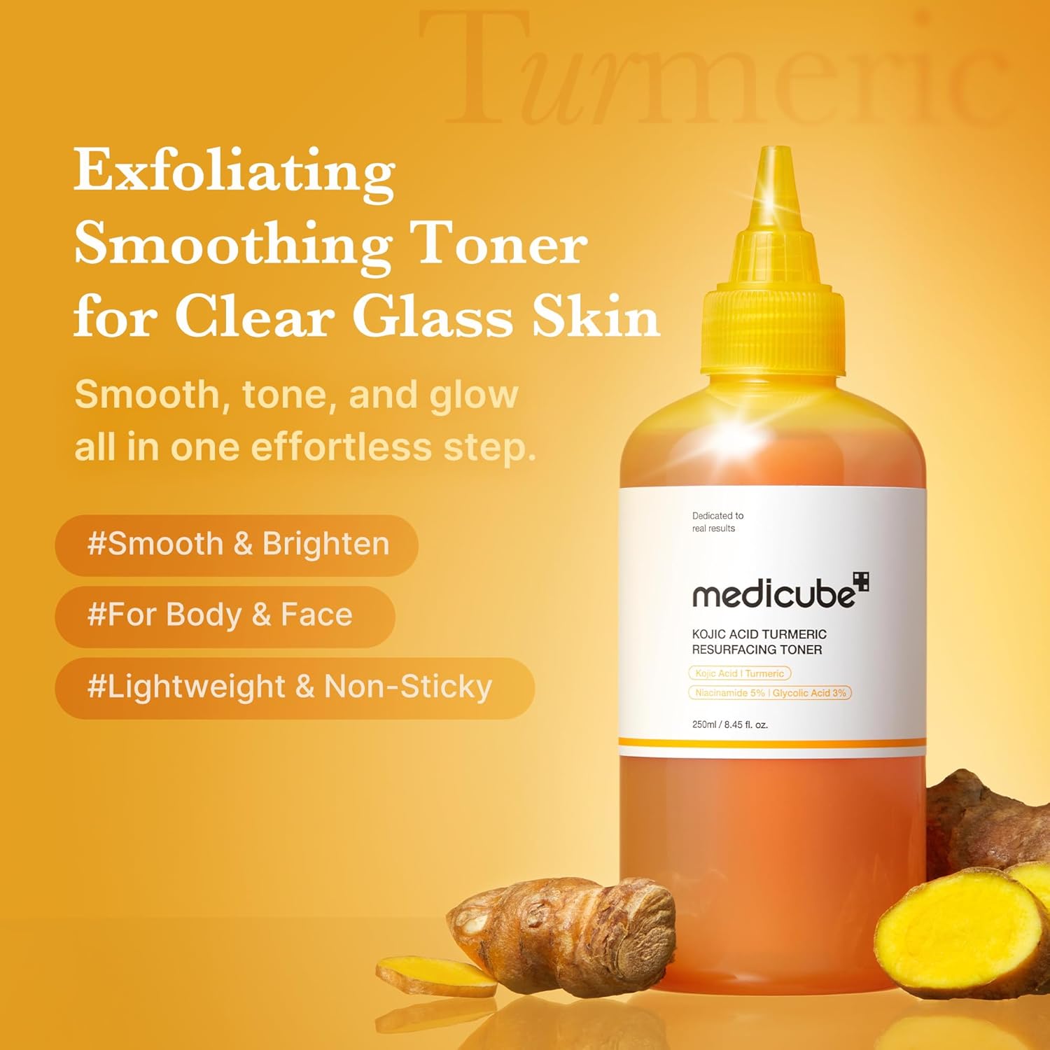 medicube_Kojic_Acid_Turmeric_Smoothing_Toner_for_Face_&_Body_|_Lightweight_Toner_for_Balancing_Uneven_Skin_Tone_&_Texture_|_Niacinamide,_Glycolic_Acid_for_Clear_Glass_Skin_|_8.45_fl.oz