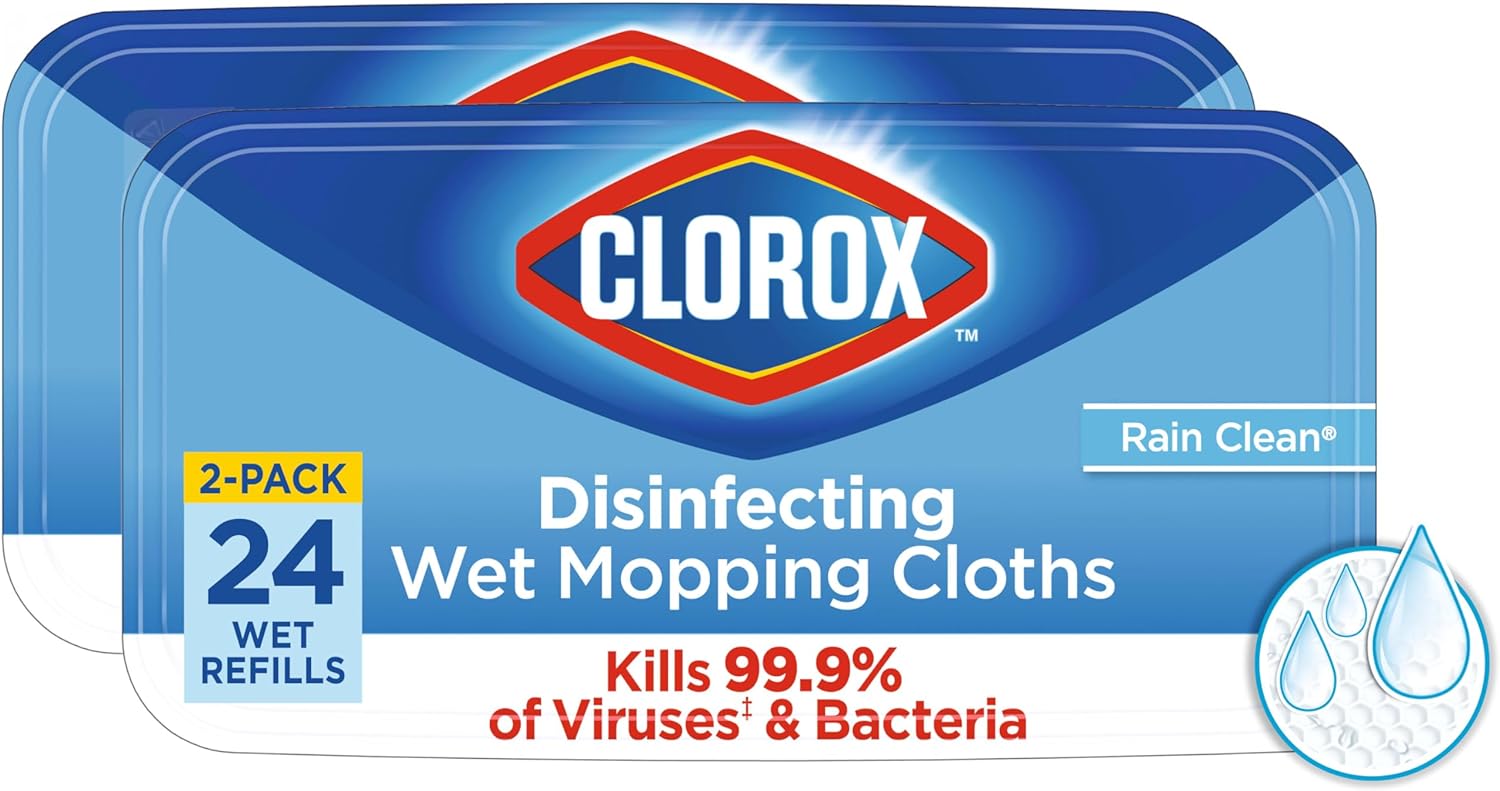 Clorox_Disinfecting_Wet_Mop_Pad,_Disposable_Mop_Heads,_Multi-Surface_Floor_Wipes,_Rain_Clean,_2_Packs,_24_Wet_Refills_Per_Pack_(Package_May_Vary)