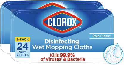 Clorox_Disinfecting_Wet_Mop_Pad,_Disposable_Mop_Heads,_Multi-Surface_Floor_Wipes,_Rain_Clean,_2_Packs,_24_Wet_Refills_Per_Pack_(Package_May_Vary)