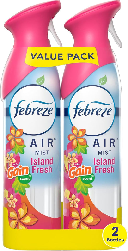 Febreze_Air_Mist_Air_Freshener_Spray,_Odor-Fighting_Room_Spray,_Air_Fresheners_for_Home_and_Bathroom_and_Kitchen,_Aerosol_Can,_Gain_Island_Fresh_Scent,_8.8oz,_(Pack_of_2)