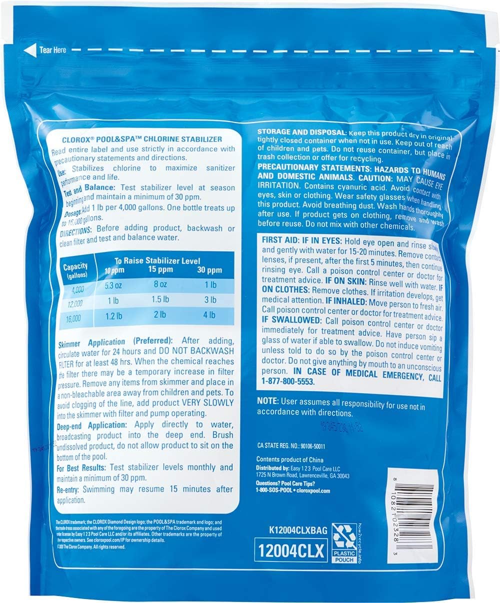 Clorox®_Pool&Spa™_Swimming_Pool_Chlorine_Stabilizer,_Helps_Chlorine_Last_Longer,_Saltwater_Pool_Compatible,_4LB_(Pack_of_1)