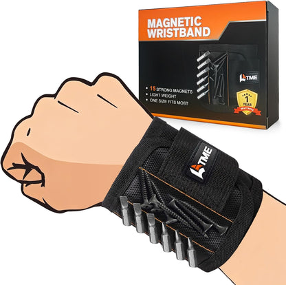LATME_Magnetic_Wristband_with_15_Strong_Magnets_for_Holding_Screws_Nails_Drill_Bits-Best_Armband_Tool_for_DIY_Handyman_Unique_Gifts_for_Men_(Black)