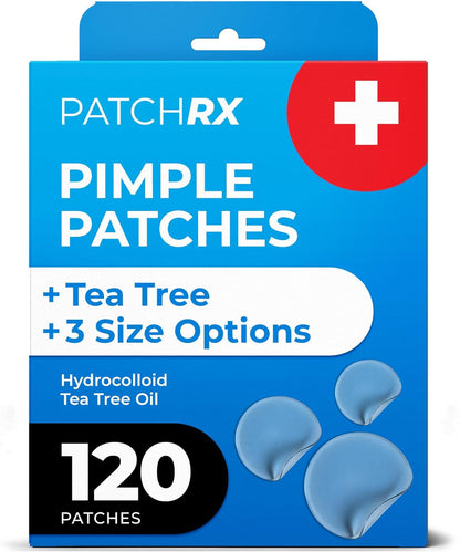 PatchRx_Pimple_Patches_for_Face_(120_Patches),_Hydrocolloid_Acne_Patches_with_Tea_Tree_Oil,_Pimple_Patch_Pimple_Stickers_-_Hydrocolloid_Patch_Acne_Dots_-_Acne_Pimple_Patches_For_Face_-_Zit_Patches