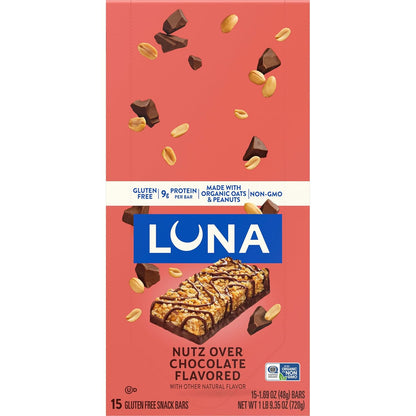 LUNA_Bar_-_Nutz_Over_Chocolate_Flavor_-_Gluten-Free_-_Non-GMO_-_7-9g_Protein_-_Made_with_Organic_Oats_-_Low_Glycemic_-_Whole_Nutrition_Snack_Bars_-_1.69_oz._(15_Count)