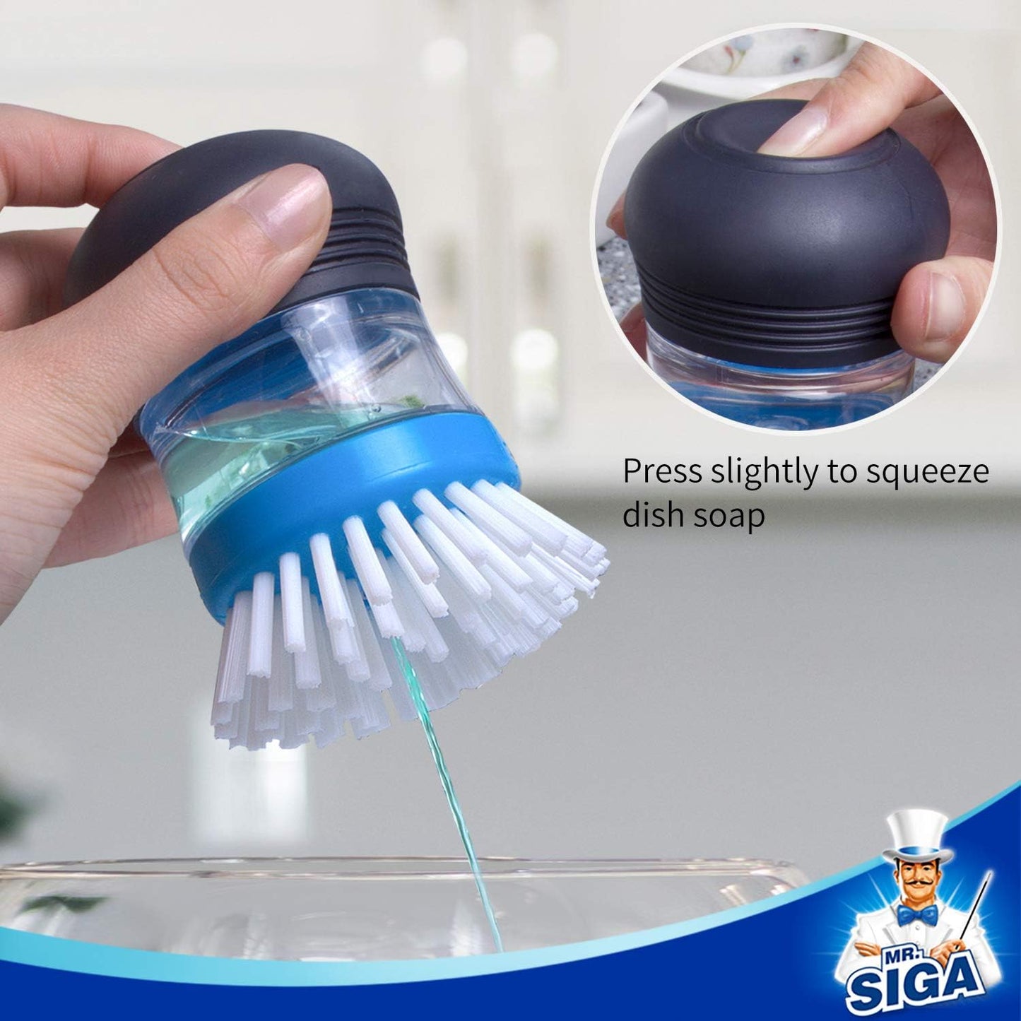 MR.SIGA_Soap_Dispensing_Palm_Brush_Storage_Set,_Kitchen_Brush_with_Holder_for_Pot_Pan_Sink_Cleaning,_1_Set