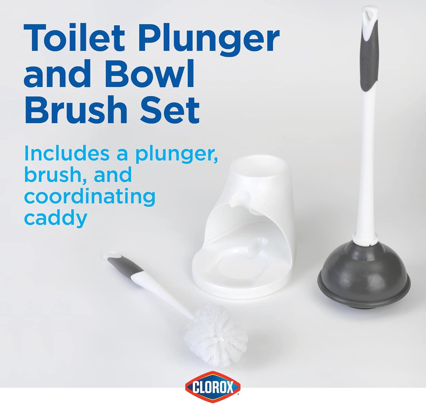 Clorox_Toilet_Plunger_and_Bowl_Brush_Combo_with_Caddy,_6.75_x_7_x_19.5_in,_White/Gray