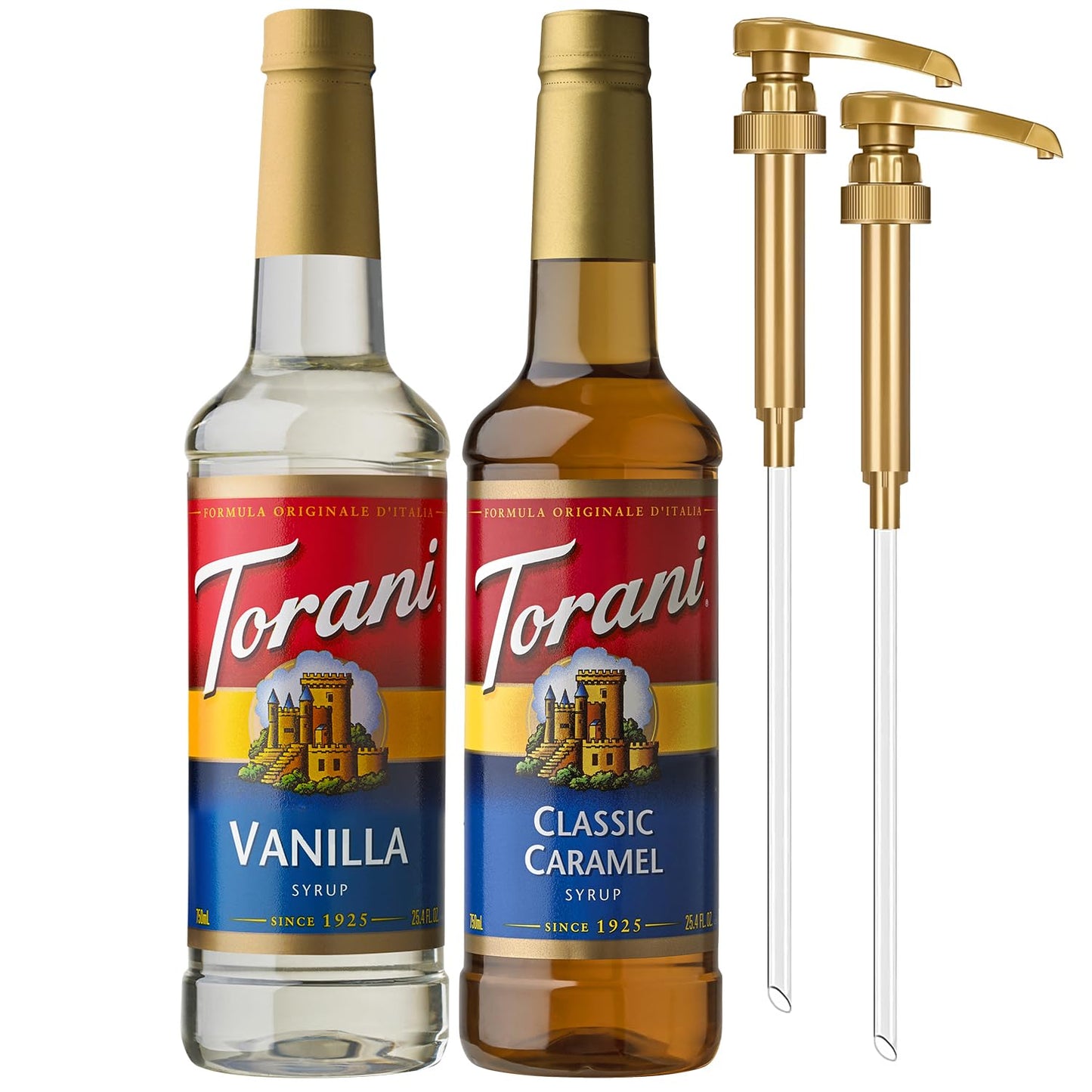 Torani_Syrups,_Classic_Caramel_and_Vanilla_Syrup_Variety_2-Pack,_Coffee_Syrups_for_Drinks,_Pumps_Included,_25.4_Fl_Oz_Ea