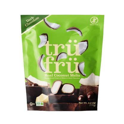 Tru Fru Real Coconut Melts Hyper-Dried Fresh in White &amp;amp; Dark Chocolate, Premium Gourmet Freeze Dried Fruit Snack, 4.2 oz