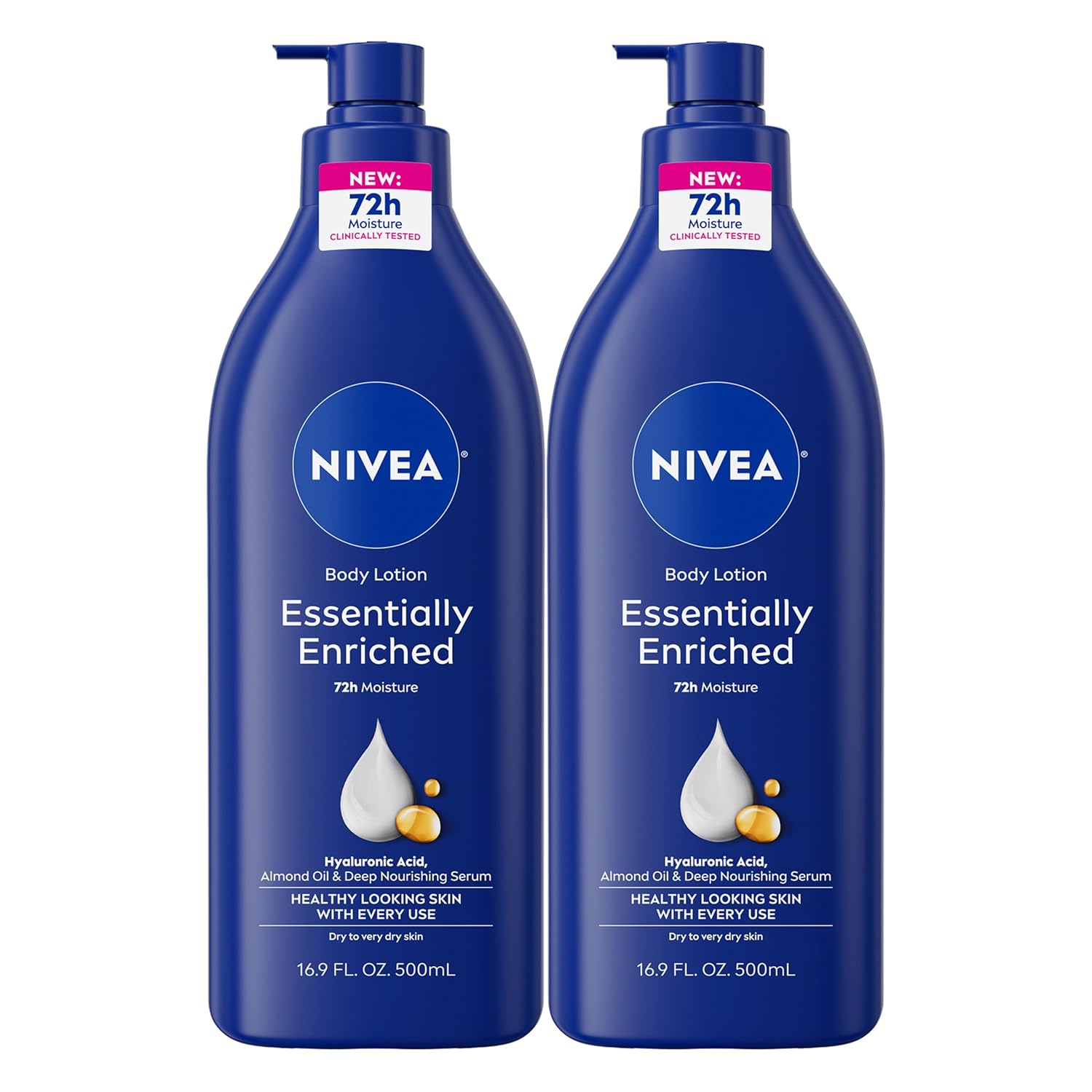 NIVEA_Essentially_Enriched_Body_Lotion_for_Very_Dry_Skin_with_Hyaluronic_Acid,_Almond_Oil_and_Deep_Nourishing_Serum,_72-Hour_Body_Moisturizer,_16.9_Fl_Oz_Pump_Bottle,_Pack_of_2