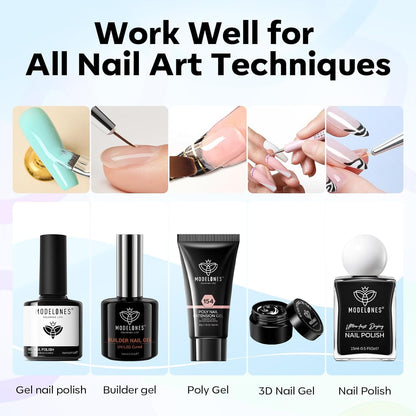 Modelones_Nail_Art_Brushes_Set,_Nail_Brush_kit_Gel_Polish,_Extension_Gel,_Liner,_Clean_up,_Carving,_Apex_Building,_Dotting_Pens_Professional_Tools_for_Drawing_Painting_3D_Design_Salon_&_DIY_Use