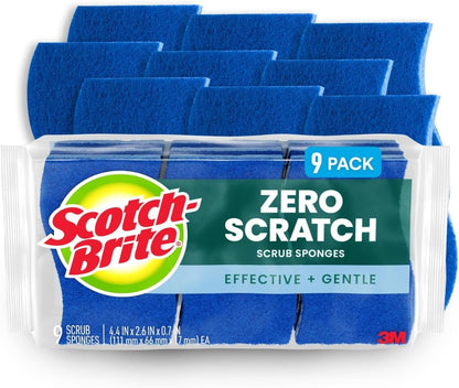 Scotch-Brite_Zero_Scratch_Scrub_Sponge,_9_Kitchen_Sponges_for_Cleaning_Around_the_Home,_Bathroom_&_More,_Effective_+_Gentle_Dish_Scrubber,_Best_for_Nonstick_Pots_and_Pans,_Safe_on_Most_Surfaces