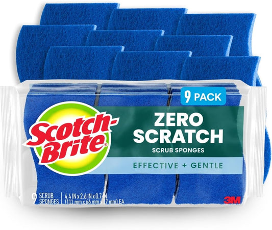 Scotch-Brite_Zero_Scratch_Scrub_Sponge,_9_Kitchen_Sponges_for_Cleaning_Around_the_Home,_Bathroom_&_More,_Effective_+_Gentle_Dish_Scrubber,_Best_for_Nonstick_Pots_and_Pans,_Safe_on_Most_Surfaces
