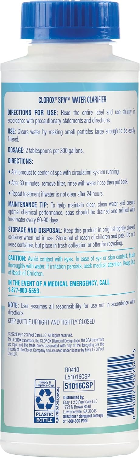 Clorox®_Pool&Spa™_Spa_Water_Clarifier,_For_Crystal_Clear_Spa_Water,_Clears_Dull,_Hazy_or_Cloudy_Water,_16_Ounce_(Pack_of_1)