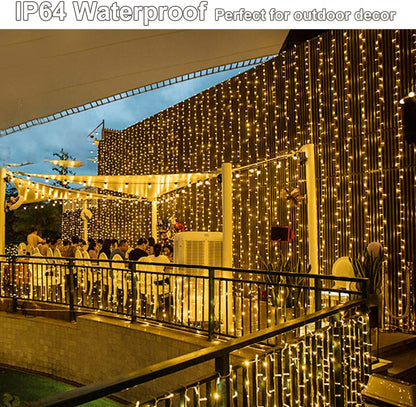 YEOLEH_String_Lights_Curtain,7.9_x_5.9Ft_144LEDs_USB_Powered_Fairy_Lights_for_Bedroom_Wall_Decor,8_Modes_&_IP64_Waterproof_Ideal_for_Outdoor_Indoor_Home_Garden_Party_Holiday_Halloween_Room,Warm_White
