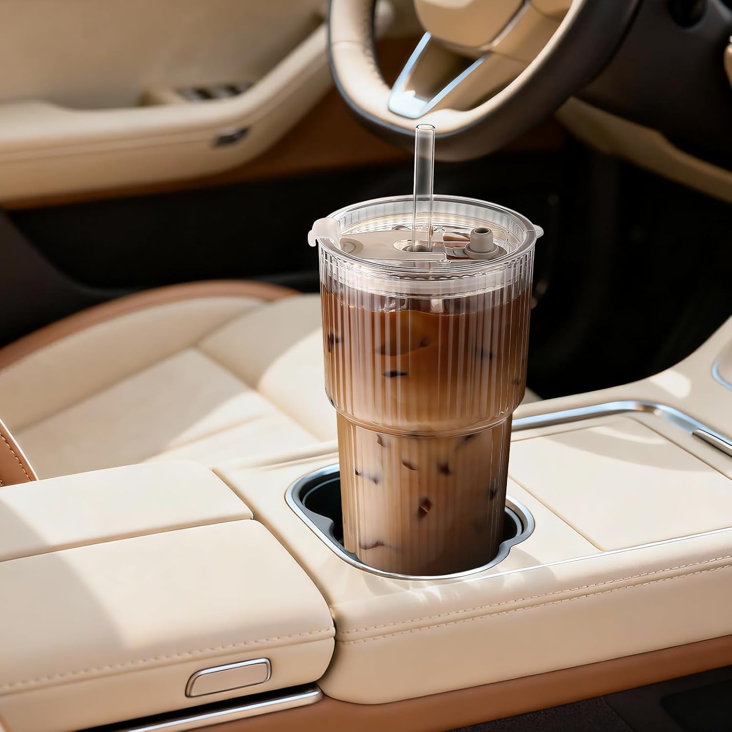 Iced_Coffee_Cups_with_Lids:_Coffee_Bar_Accessories_-_Ribbed_Glass_Tumbler_with_Straw_and_Lid_4Pcs_-_20oz_Leak_Proof_Tumbler_-_Reusable_Glass_Cups_and_Tumblers_with_Lid_and_Straws_for_To_Go_Iced_Coffee