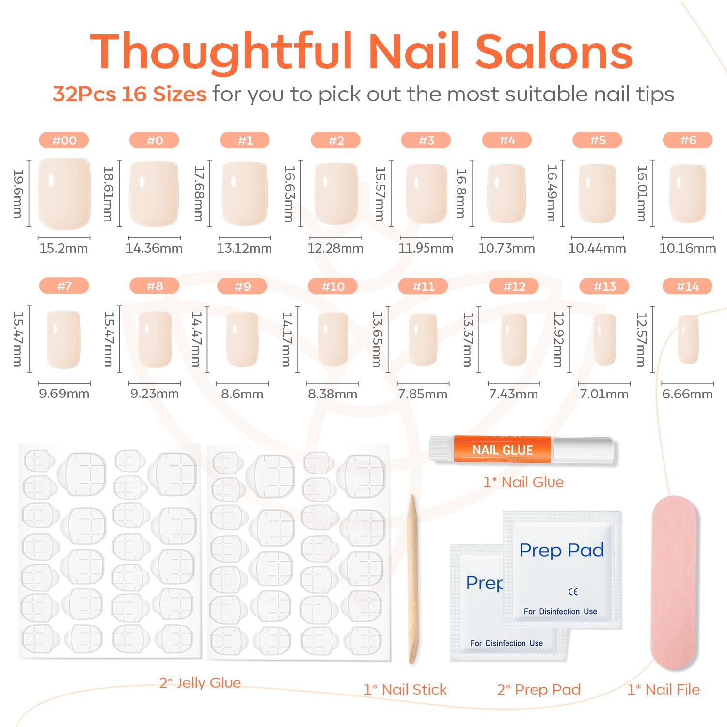 Modelones_White_Press_on_Nails,_Short_Square_Fake_Nails,_Reusable_Nail_Kit_with_Nail_Glue_Adhesive_Tabs_Mini_Nail_File,_Summer_Nails_Press_Ons_32Pcs_16_Sizes,_Women_Girl_Gift