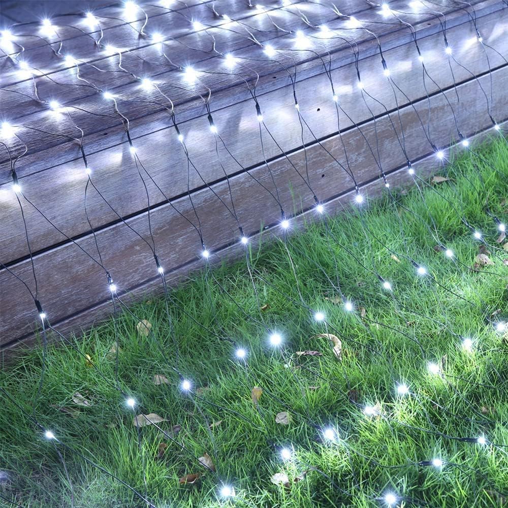 iBaycon_4ft_x_6ft_Christmas_Net_Mesh_Lights,_8_Modes_Timer_Connectable_Waterproof_Christmas_Lights_for_Trees,_Bushes,_Wedding,_Garden,_Outdoor_Decorations_(White,_1PACK)
