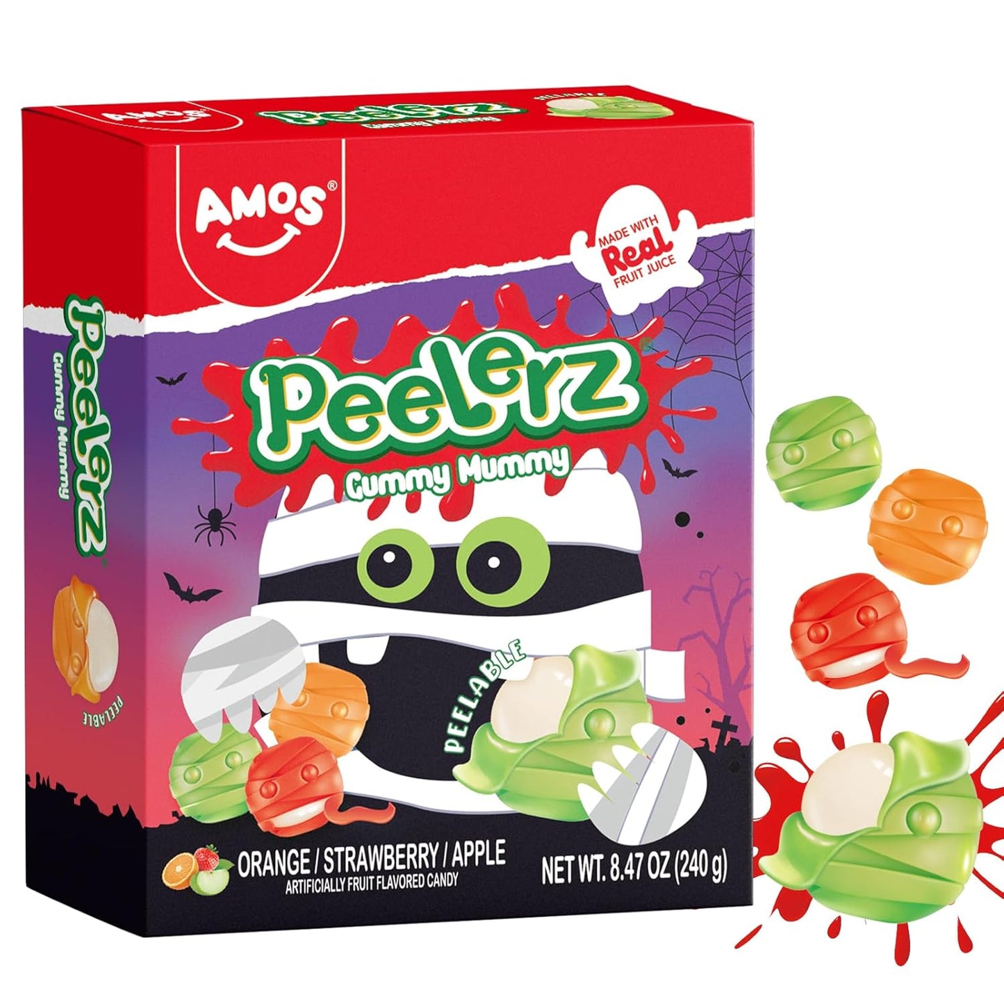 Amos 4D Gummy Body Parts Halloween Candy – Spooky Gummy Snacks Fun Halloween Candy for Trick-or-Treat & Party Favors